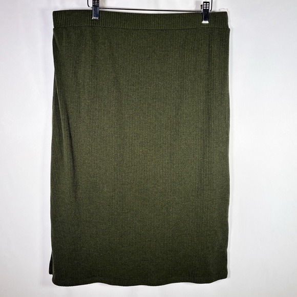 Old Navy Midi Skirt Womens XL Ribbed Knit Minimalist Casual Office Neutral Basic - Picture 2 of 6